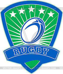 Rugby ball with stars shield - color vector clipart