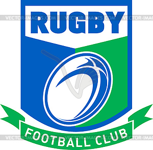 Rugby ball football club shield - vector image