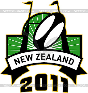 Регби стойки ворот мяч Новой Зеландии 2011 - иллюстрация в векторном формате