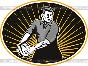 Rugby player passing ball - royalty-free vector clipart