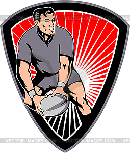 Rugby passing ball shield - vector image