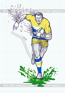 Rugby player running and passing ball - vector EPS clipart