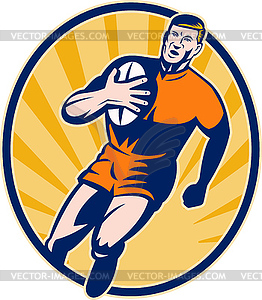 Rugby player running towards you - vector clipart