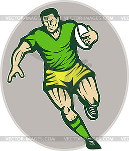 Rugby player running with ball - vector clipart / vector image