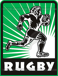 Rugby player running ball - vector image