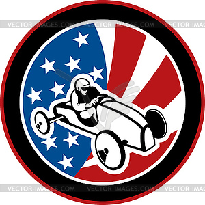 American Soap box derby car with stars and stripes - vector clipart