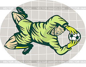 Soccer football goalie keeper saving goal - vector EPS clipart