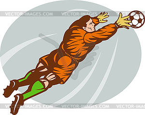 Soccer football goalie keeper saving goal - vector image