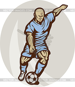 Футболист ногами мяч - изображение в векторном формате