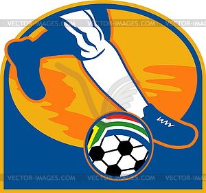 Soccer player ball flag south africa - vector clipart