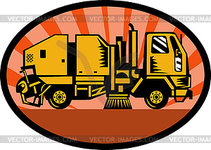 Treet sweeper truck side view - vector clip art