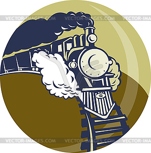 Steam train or locomotive coming up - vector EPS clipart