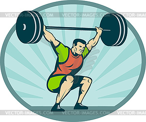 Weightlifter lifting heavy weights - vector clipart