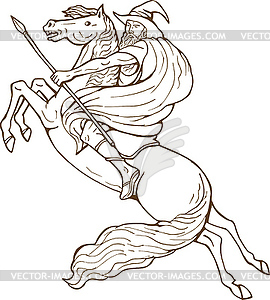 Norse God Odin riding horse - vector image