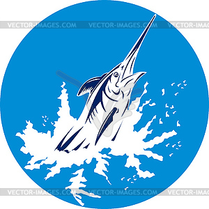 Blue Marlin меч прыжки - векторный клипарт Royalty-Free