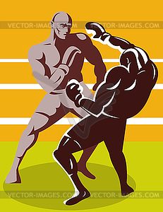 Boxer connecting knockout punch - vector image