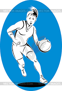 Баскетболист дриблинг мяча - клипарт в векторе / векторное изображение