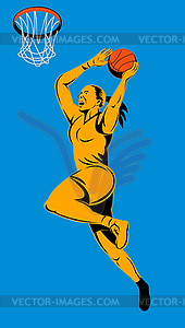 Basketball player laying up ball - vector clip art