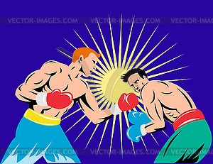 Boxer connecting knockout punch - vector clip art