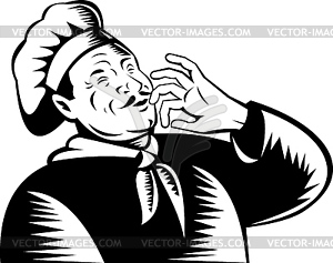 Chef cook baker woodcut style - vector image