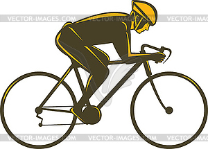 Cyclist riding bicycle viewed of side - vector clipart / vector image