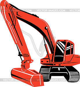 Mechanical digger excavator retro - vector clip art