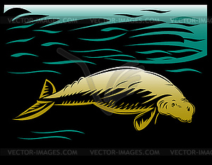 Dugong manatee or sea cow - vector clipart