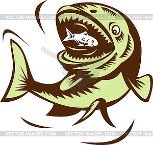 Big fish eating small fry - vector clipart