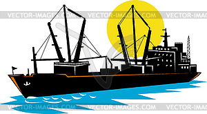 Грузовое судно в море - изображение в векторе / векторный клипарт