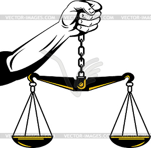 Hand Holding Scales of Justice - vector image