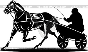 Horse and jockey harness racing - vector clipart