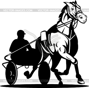 Horse and jockey harness racing - vector clip art
