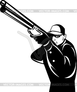 Hunter aiming shotgun rifle - vector clipart