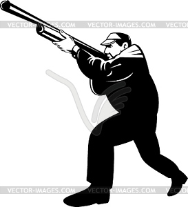 Hunter aiming shotgun rifle - vector image