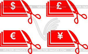 Scissors money bill cut - royalty-free vector clipart