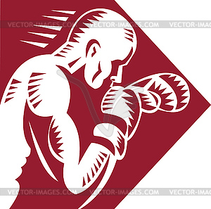 Boxing punching and jabbing side view - vector clipart / vector image