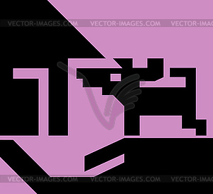 Puppy dog on hand with house - vector image