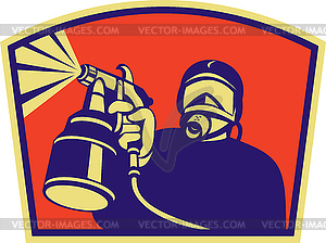 Spray painter with spray gun - vector clip art