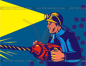 Miner with jack drill - vector image