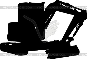 Construction digger mechanical excavator - white & black vector clipart