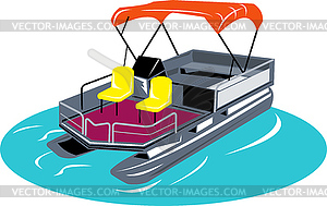 Pontoon Boat Retro - vector clipart