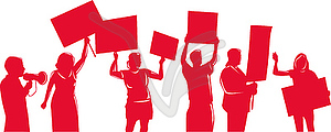 Activists protestors with placard signs protesting - vector image