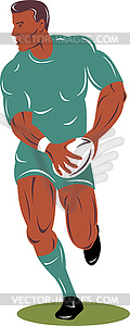 Rugby player running with ball - royalty-free vector image