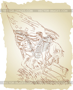 American revolution soldier patriot marching with - vector clip art