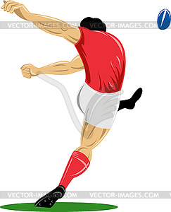 Rugby player kicking ball - vector clip art