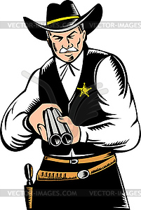 Sheriff aiming shotgun - vector image