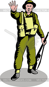 British soldier serviceman with rifle - royalty-free vector image