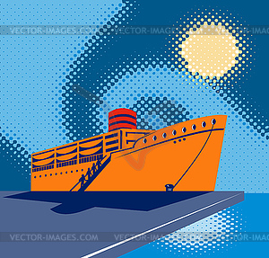 Passenger cargo ship docking - royalty-free vector image