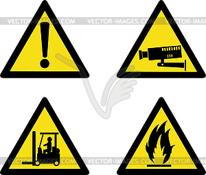 Workplace sign security camera forklift flammable - vector clip art