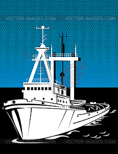 Tug boat at sea - vector clip art